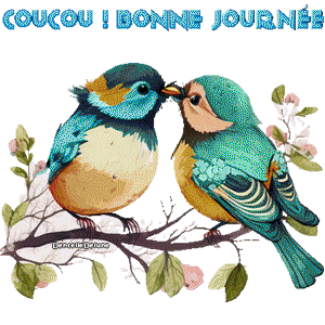 Gif animé bonne journée bisou oiseaux